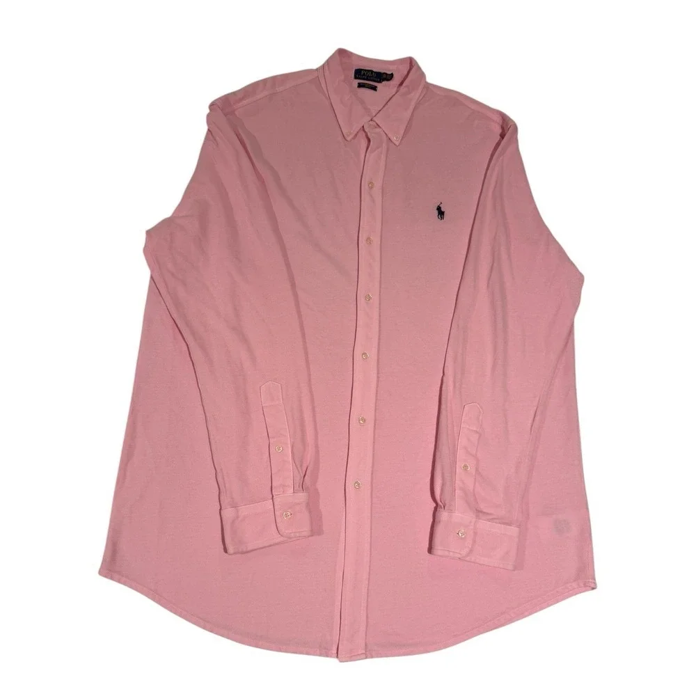 Polo Ralph Lauren Featherweight Mesh Long Sleeve Shirt Men's Sz XXL/TTG Pink ECU